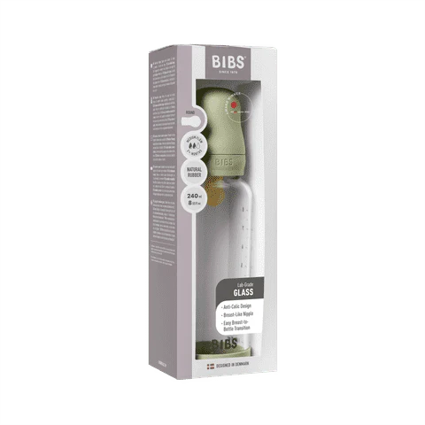 BIBS Tåteflaske i glass med silikonbunn