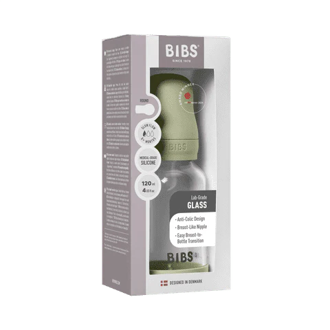 BIBS Tåteflaske i glass med silikonbunn