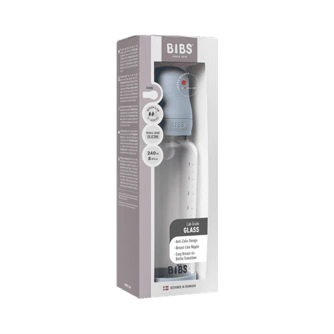 BIBS Tåteflaske i glass med silikonbunn