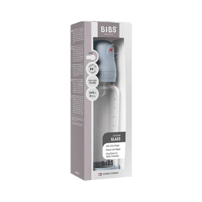 BIBS Tåteflaske i glass med silikonbunn