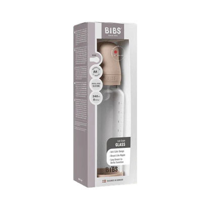 BIBS Tåteflaske i glass med silikonbunn