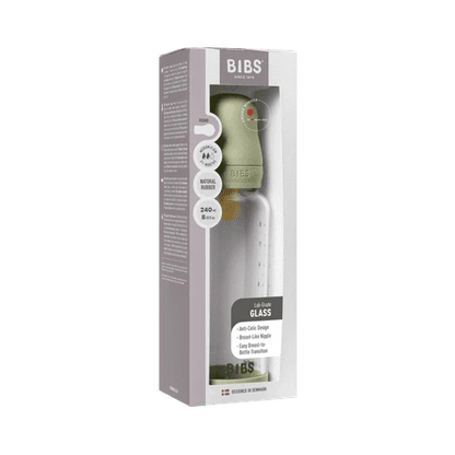 BIBS Tåteflaske i glass med silikonbunn