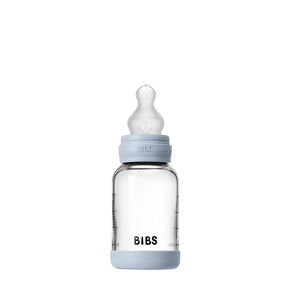 BIBS Tåteflaske i glass med silikonbunn